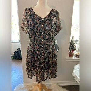 Vintage 90’s blossom Floral Button-Down babydoll Dress medium